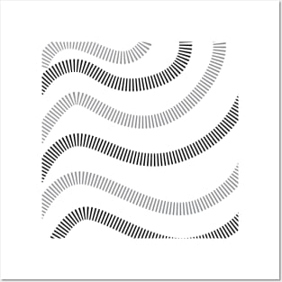 Modern Minimalist Wavy lines black and white Posters and Art